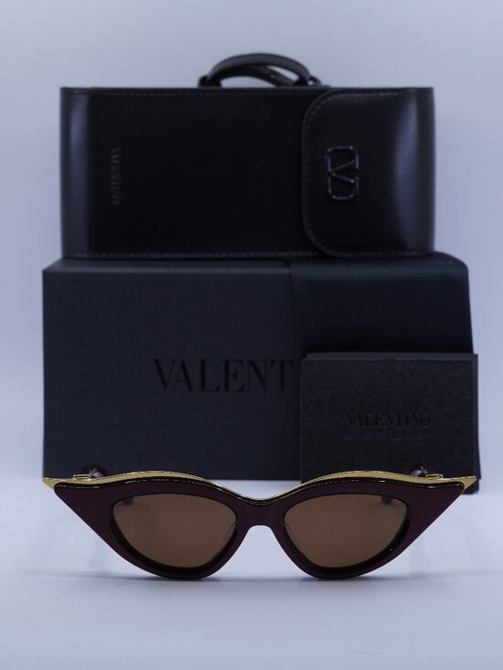 Valentino V-GOLDCUT-II VLS-114B Cat Eye Sunglasses - Bordeaux/Brown main image 7